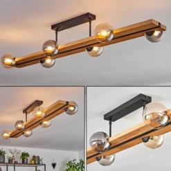 Luminaires Scandinaves-hofstein Chehalis Plafonnier, Boule lumineuse Écru, Noir, 6 lumières