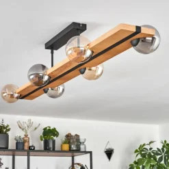 Luminaires Scandinaves-hofstein Chehalis Plafonnier, Boule lumineuse Écru, Noir, 6 lumières