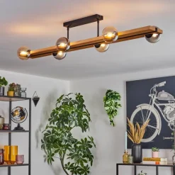 Luminaires Scandinaves-hofstein Chehalis Plafonnier, Boule lumineuse Écru, Noir, 6 lumières