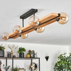 Luminaires Scandinaves-hofstein Chehalis Plafonnier, Boule lumineuse Écru, Noir, 6 lumières