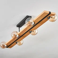 Luminaires Scandinaves-hofstein Chehalis Plafonnier, Boule lumineuse Écru, Noir, 6 lumières