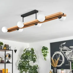 Luminaires Scandinaves-hofstein Chehalis Plafonnier, Boule lumineuse Écru, Noir, 6 lumières