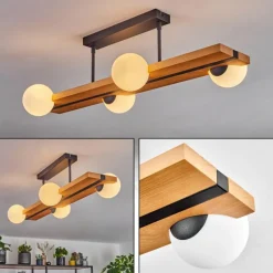 Luminaires Scandinaves-hofstein Chehalis Plafonnier, Boule lumineuse Écru, Noir, 4 lumières