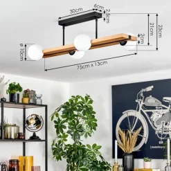 Luminaires Scandinaves-hofstein Chehalis Plafonnier, Boule lumineuse Écru, Noir, 4 lumières