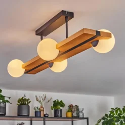 Luminaires Scandinaves-hofstein Chehalis Plafonnier, Boule lumineuse Écru, Noir, 4 lumières