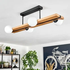 Luminaires Scandinaves-hofstein Chehalis Plafonnier, Boule lumineuse Écru, Noir, 4 lumières