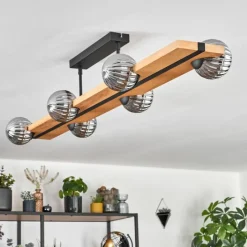 Luminaires Scandinaves-hofstein Chehalis Plafonnier, Boule lumineuse Écru, Noir, 6 lumières