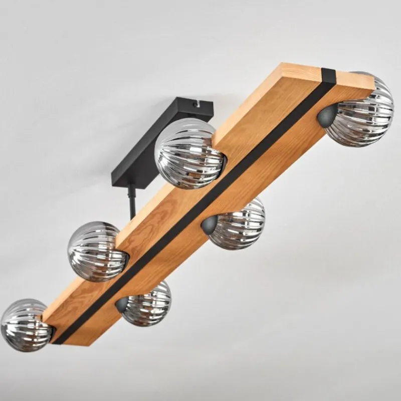 Luminaires Scandinaves-hofstein Chehalis Plafonnier, Boule lumineuse Écru, Noir, 6 lumières