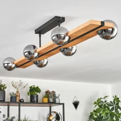 Luminaires Scandinaves-hofstein Chehalis Plafonnier, Boule lumineuse Écru, Noir, 6 lumières