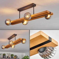 Luminaires Scandinaves-hofstein Chehalis Plafonnier, Boule lumineuse Écru, Noir, 4 lumières