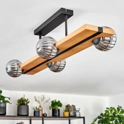 Luminaires Scandinaves-hofstein Chehalis Plafonnier, Boule lumineuse Écru, Noir, 4 lumières