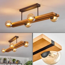 Luminaires Scandinaves-hofstein Chehalis Plafonnier, Boule lumineuse Écru, Noir, 4 lumières