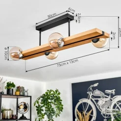 Luminaires Scandinaves-hofstein Chehalis Plafonnier, Boule lumineuse Écru, Noir, 4 lumières