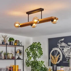 Luminaires Scandinaves-hofstein Chehalis Plafonnier, Boule lumineuse Écru, Noir, 4 lumières