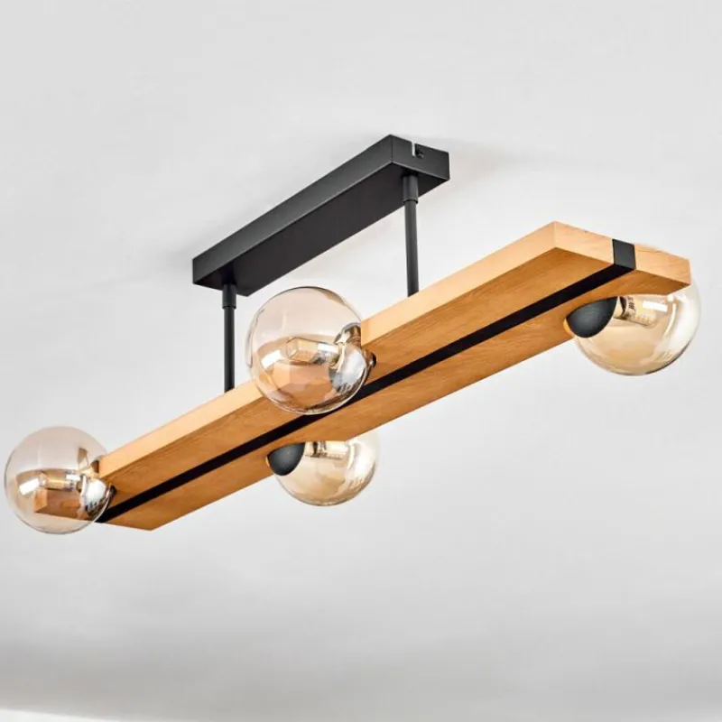 Luminaires Scandinaves-hofstein Chehalis Plafonnier, Boule lumineuse Écru, Noir, 4 lumières