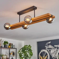 Luminaires Scandinaves-hofstein Chehalis Plafonnier, Boule lumineuse Écru, Noir, 4 lumières