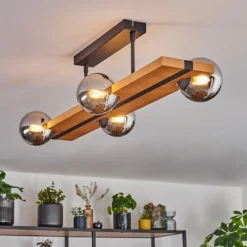 Luminaires Scandinaves-hofstein Chehalis Plafonnier, Boule lumineuse Écru, Noir, 4 lumières