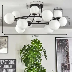 hofstein Chehalis Plafonnier, Boule lumineuse 76 cm Blanc, 12 lumières