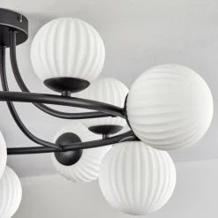 hofstein Chehalis Plafonnier, Boule lumineuse 76 cm Blanc, 12 lumières