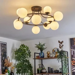 hofstein Chehalis Plafonnier, Boule lumineuse 76 cm Blanc, 12 lumières