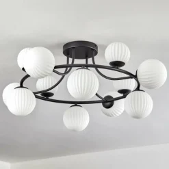 hofstein Chehalis Plafonnier, Boule lumineuse 76 cm Blanc, 12 lumières