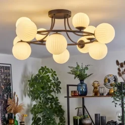 hofstein Chehalis Plafonnier, Boule lumineuse 76 cm Blanc, 12 lumières