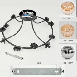 hofstein Chehalis Plafonnier, Boule lumineuse Ambre, Fumé, 12 lumières