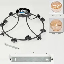 hofstein Chehalis Plafonnier, Boule lumineuse Ambre, 12 lumières