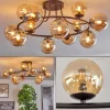 hofstein Chehalis Plafonnier, Boule lumineuse 76 cm Ambre, 12 lumières