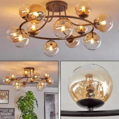 hofstein Chehalis Plafonnier, Boule lumineuse 76 cm Ambre, Clair, 12 lumières