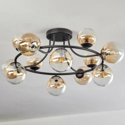 hofstein Chehalis Plafonnier, Boule lumineuse 76 cm Ambre, Clair, 12 lumières