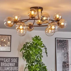 hofstein Chehalis Plafonnier, Boule lumineuse 76 cm Ambre, Clair, 12 lumières