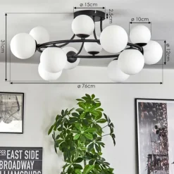 hofstein Chehalis Plafonnier, Boule lumineuse 76 cm Blanc, 12 lumières