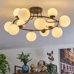 hofstein Chehalis Plafonnier, Boule lumineuse 76 cm Blanc, 12 lumières