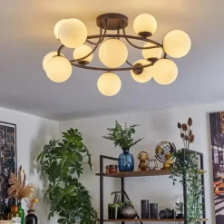 hofstein Chehalis Plafonnier, Boule lumineuse 76 cm Blanc, 12 lumières