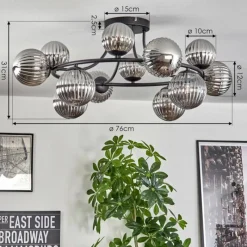 hofstein Chehalis Plafonnier, Boule lumineuse 76 cm Fumé, 12 lumières