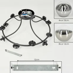 hofstein Chehalis Plafonnier, Boule lumineuse 76 cm Chrome, Clair, Fumé, 12 lumières