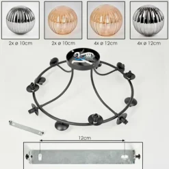 hofstein Chehalis Plafonnier, Boule lumineuse 76 cm Ambre, Fumé, 12 lumières