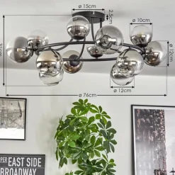 hofstein Chehalis Plafonnier, Boule lumineuse 76 cm Clair, Fumé, 12 lumières