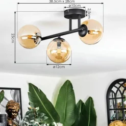 hofstein Chehalis Plafonnier, Boule lumineuse Ambre, 3 lumières