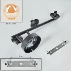 hofstein Chehalis Plafonnier, Boule lumineuse Ambre, 3 lumières