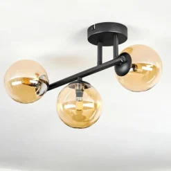 hofstein Chehalis Plafonnier, Boule lumineuse Ambre, 3 lumières