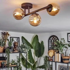 hofstein Chehalis Plafonnier, Boule lumineuse Ambre, 3 lumières