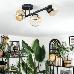 hofstein Chehalis Plafonnier, Boule lumineuse Ambre, Clair, 3 lumières