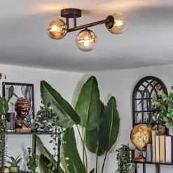 hofstein Chehalis Plafonnier, Boule lumineuse Ambre, Clair, 3 lumières