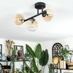 hofstein Chehalis Plafonnier, Boule lumineuse Ambre, Clair, 3 lumières