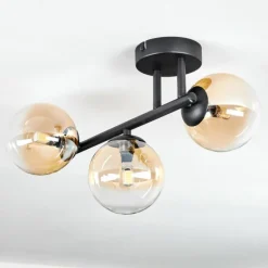 hofstein Chehalis Plafonnier, Boule lumineuse Ambre, Clair, 3 lumières