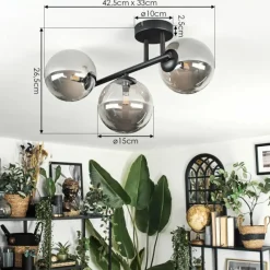 hofstein Chehalis Plafonnier, Boule lumineuse Fumé, 3 lumières