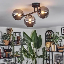 hofstein Chehalis Plafonnier, Boule lumineuse Fumé, 3 lumières