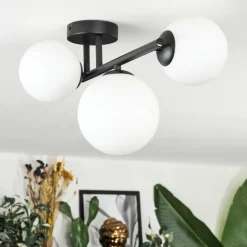 hofstein Chehalis Plafonnier, Boule lumineuse Blanc, 3 lumières